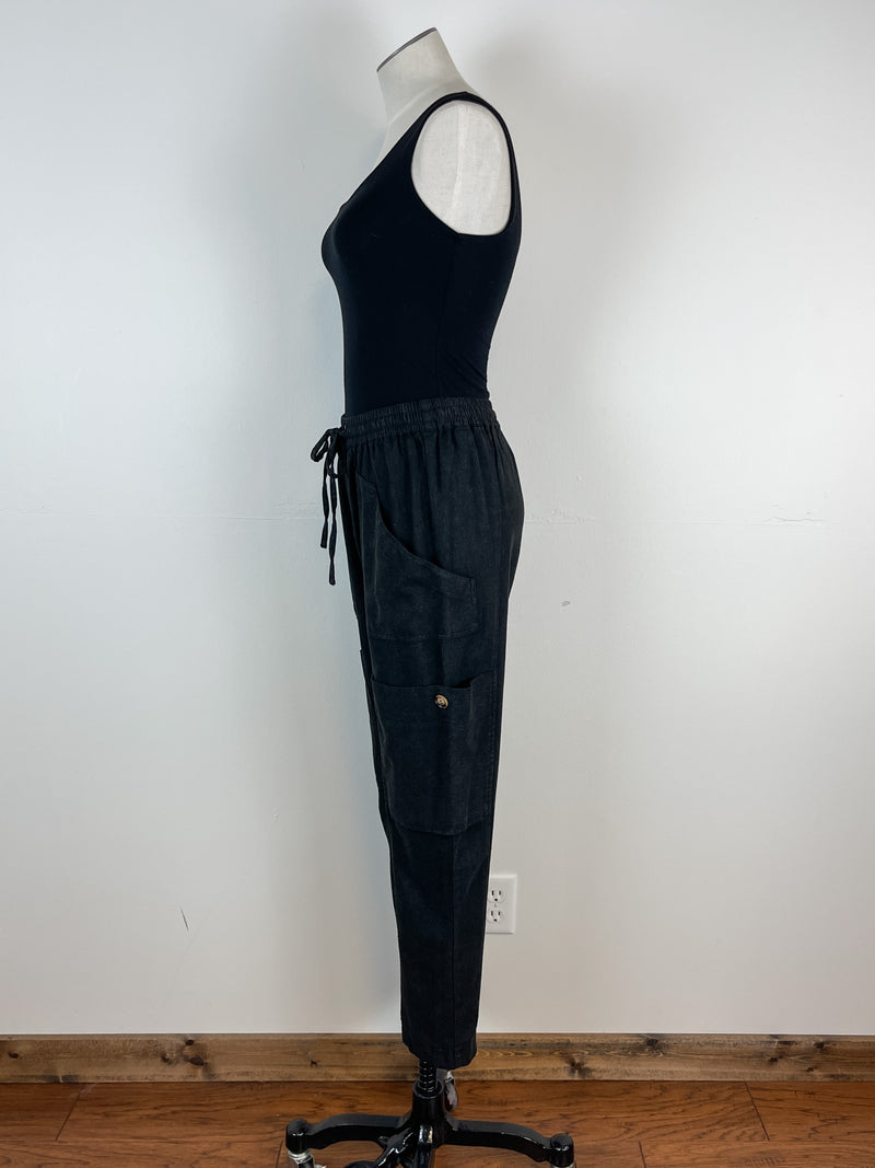 Phoebe Linen Cargo Pant in Black