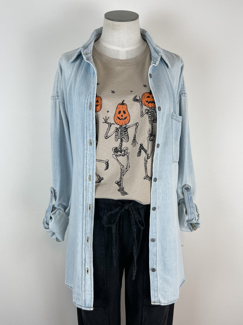Risen Anya Oversized Denim Shirt in Light