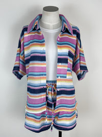 Becca Striped Button Up in Navy Multi