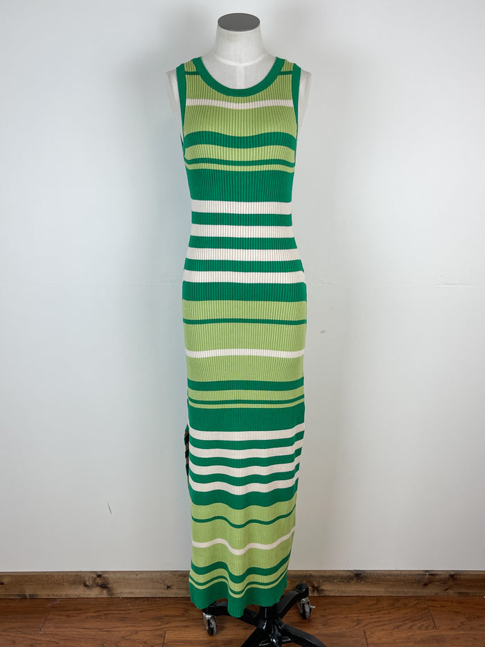 Hayden Striped Midi Dress in Avocado Stripe