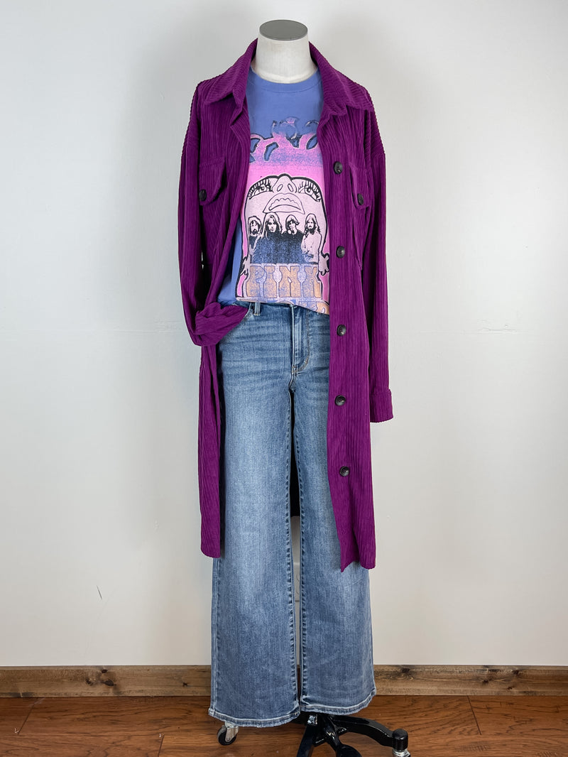 Savannah Long Ribbed Jacket in Magenta