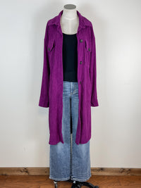 Savannah Long Ribbed Jacket in Magenta