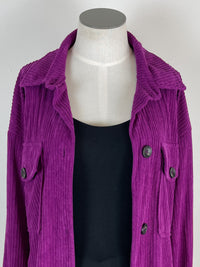 Savannah Long Ribbed Jacket in Magenta