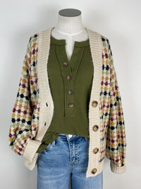 Elaine Boyfriend Cardigan in Cream Multi