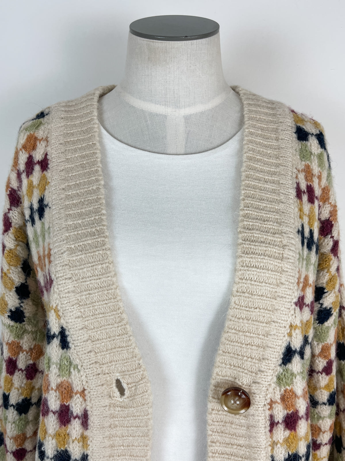 Elaine Boyfriend Cardigan in Cream Multi