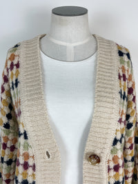 Elaine Boyfriend Cardigan in Cream Multi