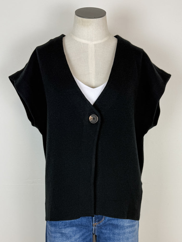 Aria Single Button Sweater Vest in Black