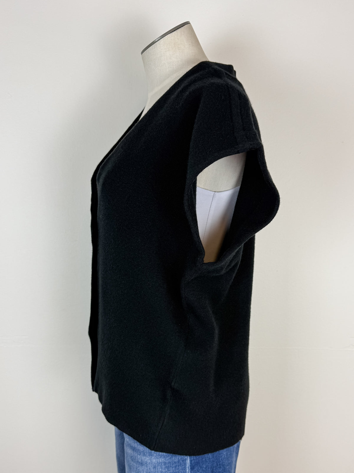 Aria Single Button Sweater Vest in Black