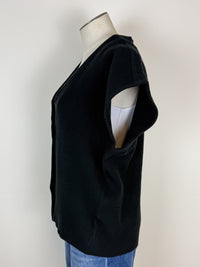 Aria Single Button Sweater Vest in Black
