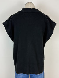 Aria Single Button Sweater Vest in Black