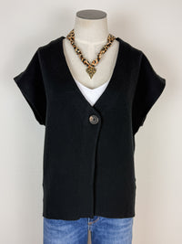 Aria Single Button Sweater Vest in Black