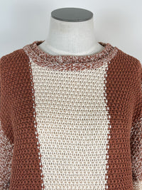 Maisy Color Block Sweater in Rust