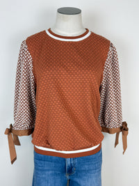 Ella Textured Knit Top in Burnt Orange