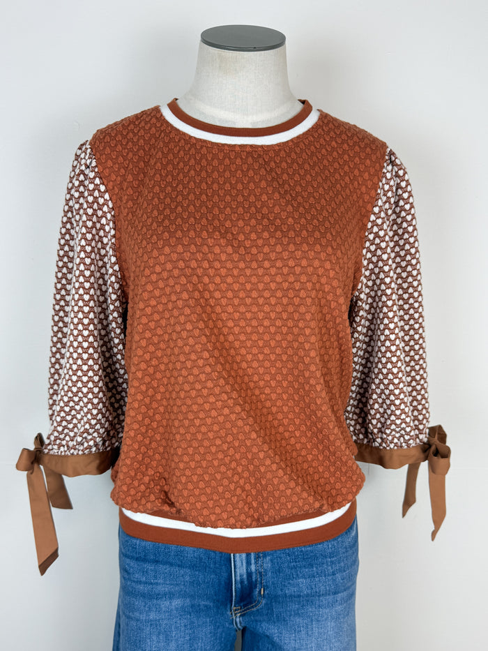 Ella Textured Knit Top in Burnt Orange