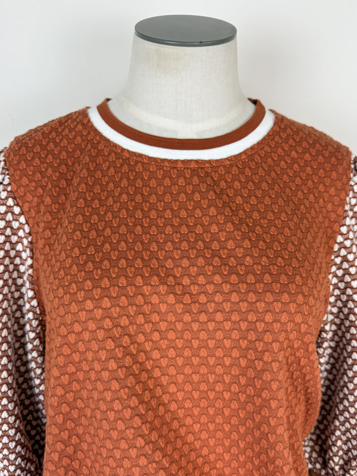 Ella Textured Knit Top in Burnt Orange