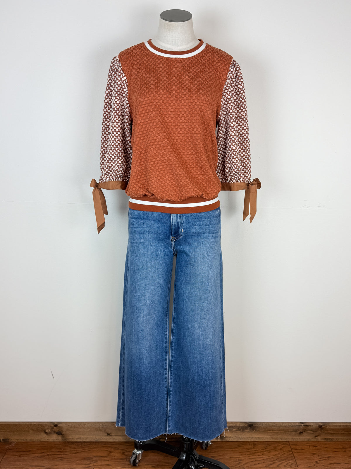 Ella Textured Knit Top in Burnt Orange