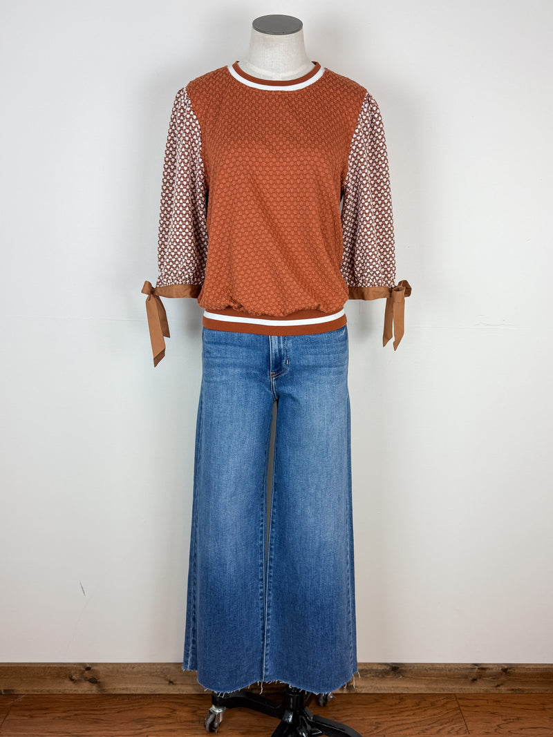 Ella Textured Knit Top in Burnt Orange