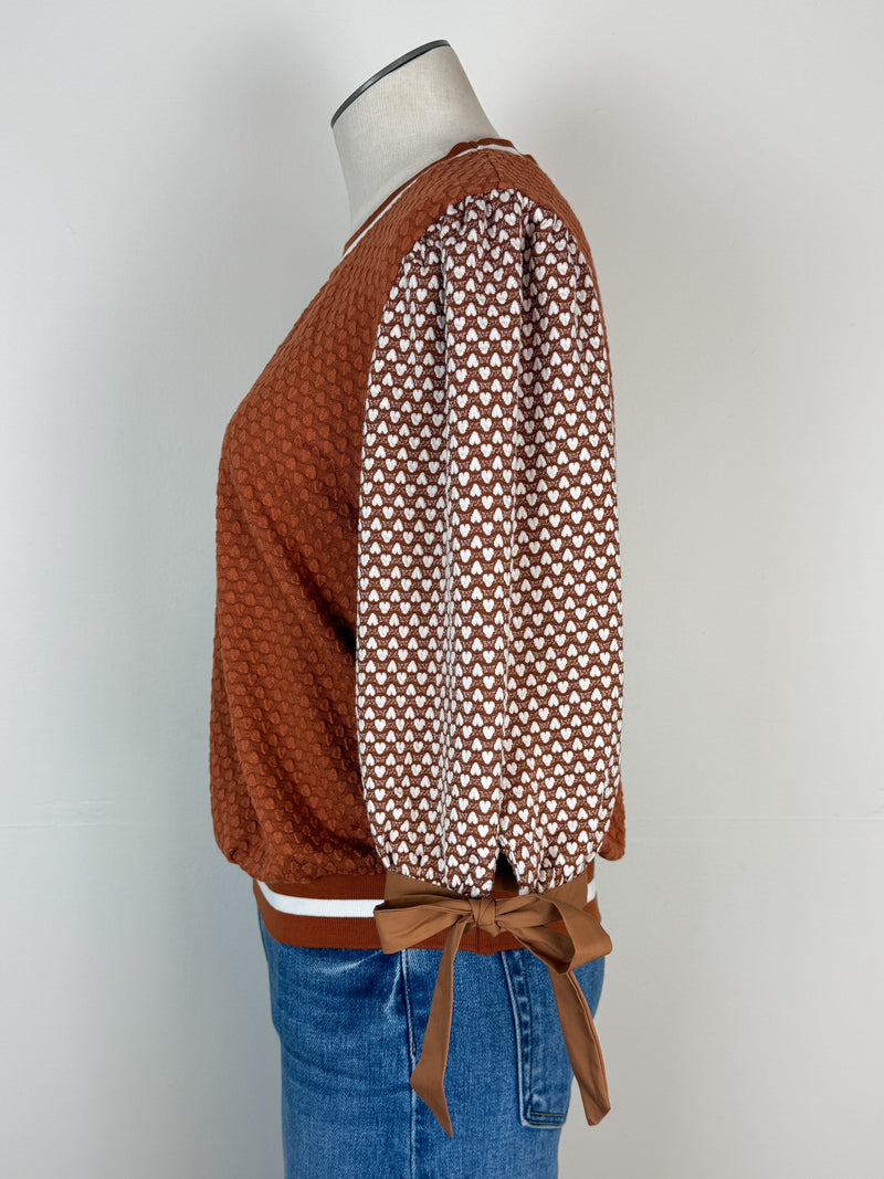 Ella Textured Knit Top in Burnt Orange