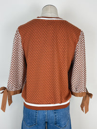 Ella Textured Knit Top in Burnt Orange