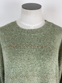 Drew Cross Stitch Stripe Sweater in Lt Olive