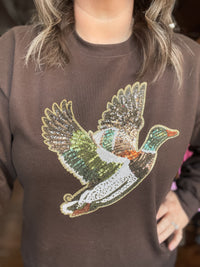 Sequin Duck Patch Sweatshirt in Brown