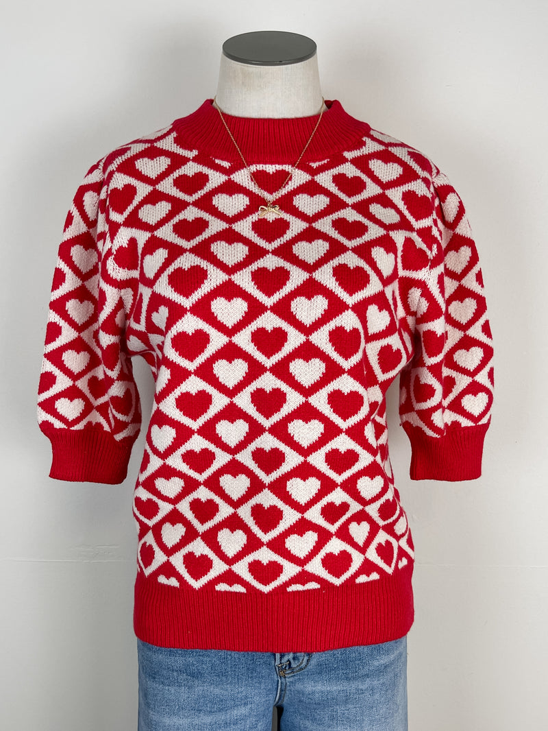 Kayla Heart Sweater in Red