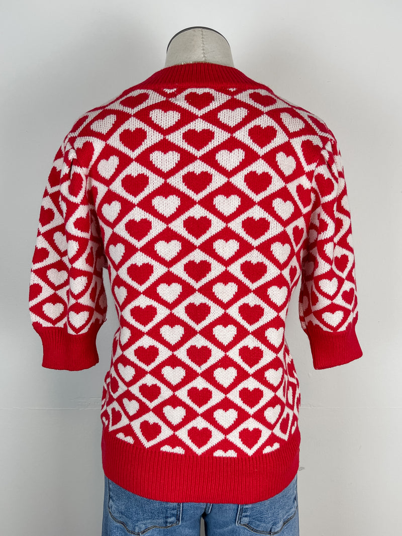 Kayla Heart Sweater in Red