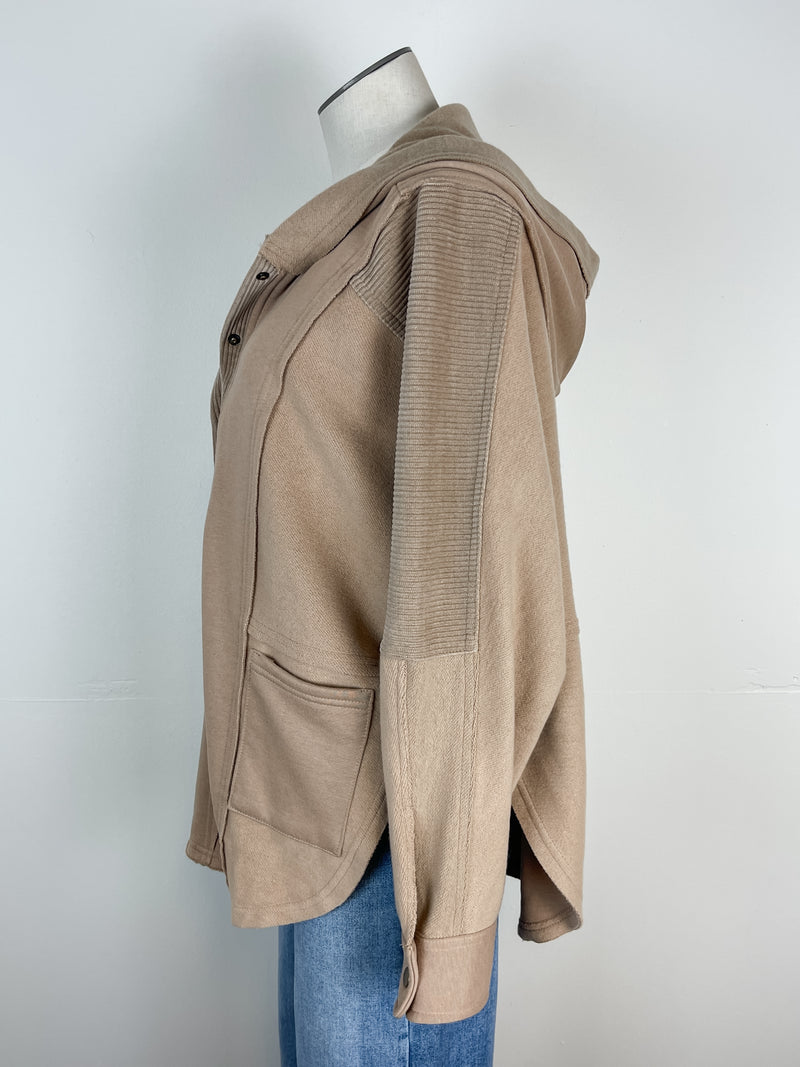 Mya Hooded Pullover in Taupe