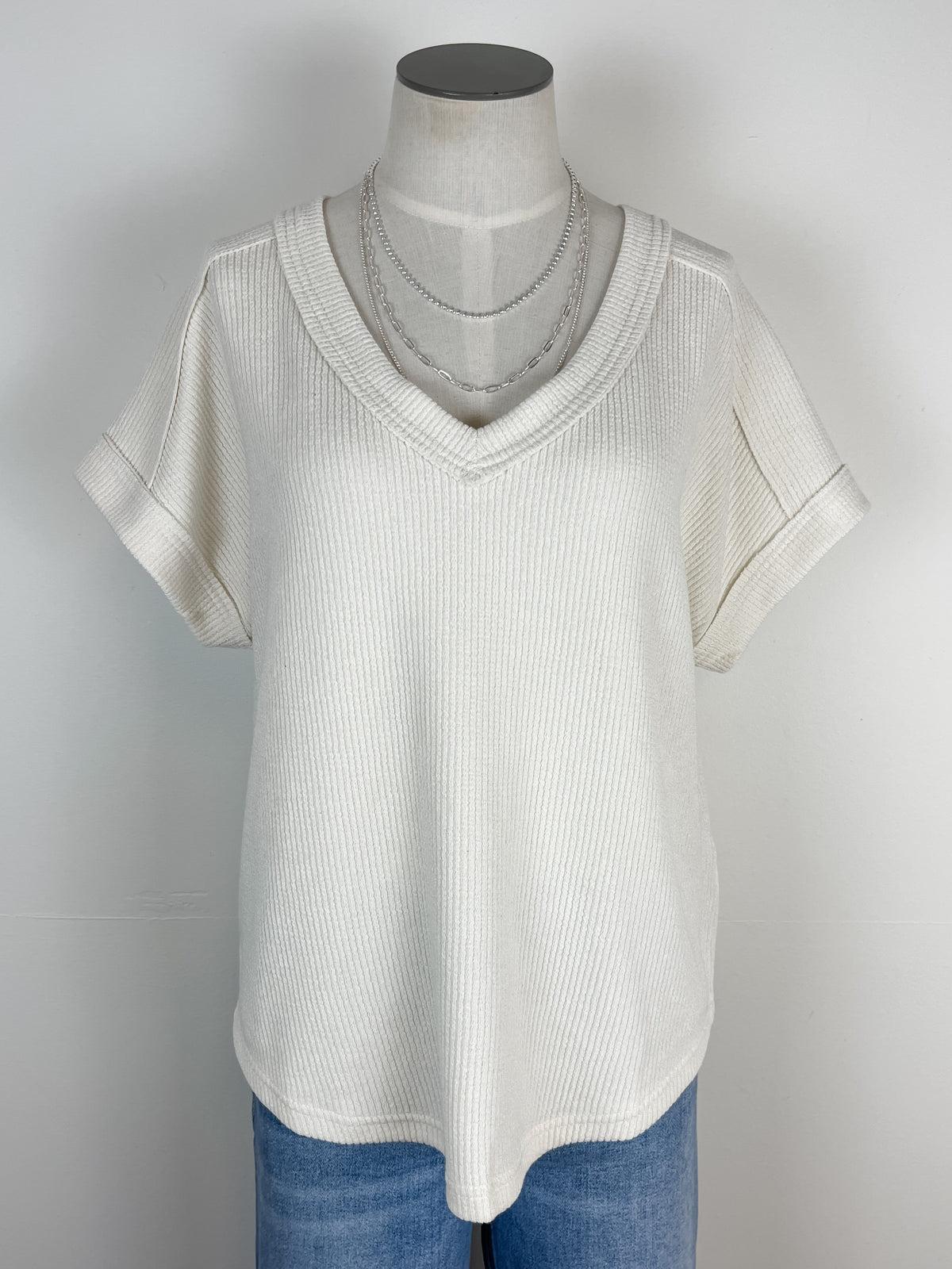 Payton Ribbed V Neck Tee