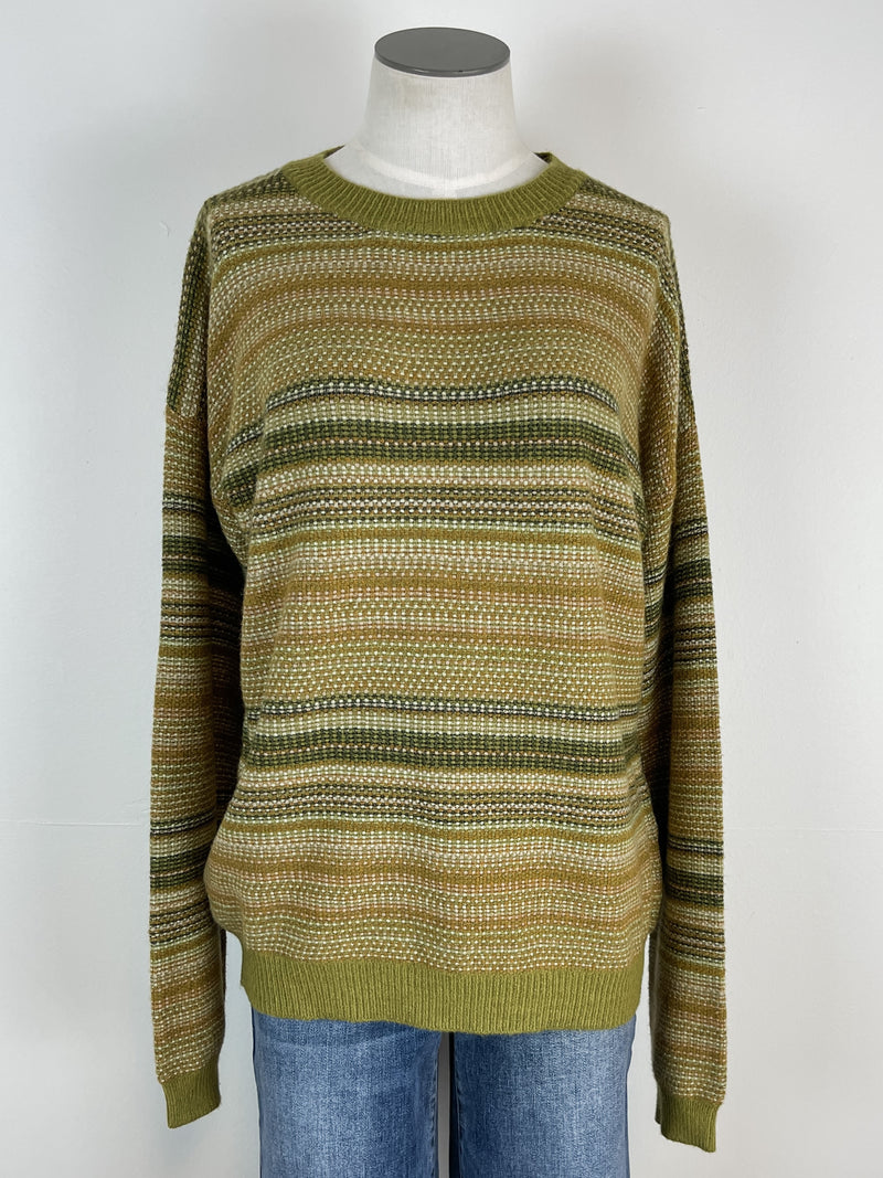 Mystree Bria Striped Sweater in Olive Mix