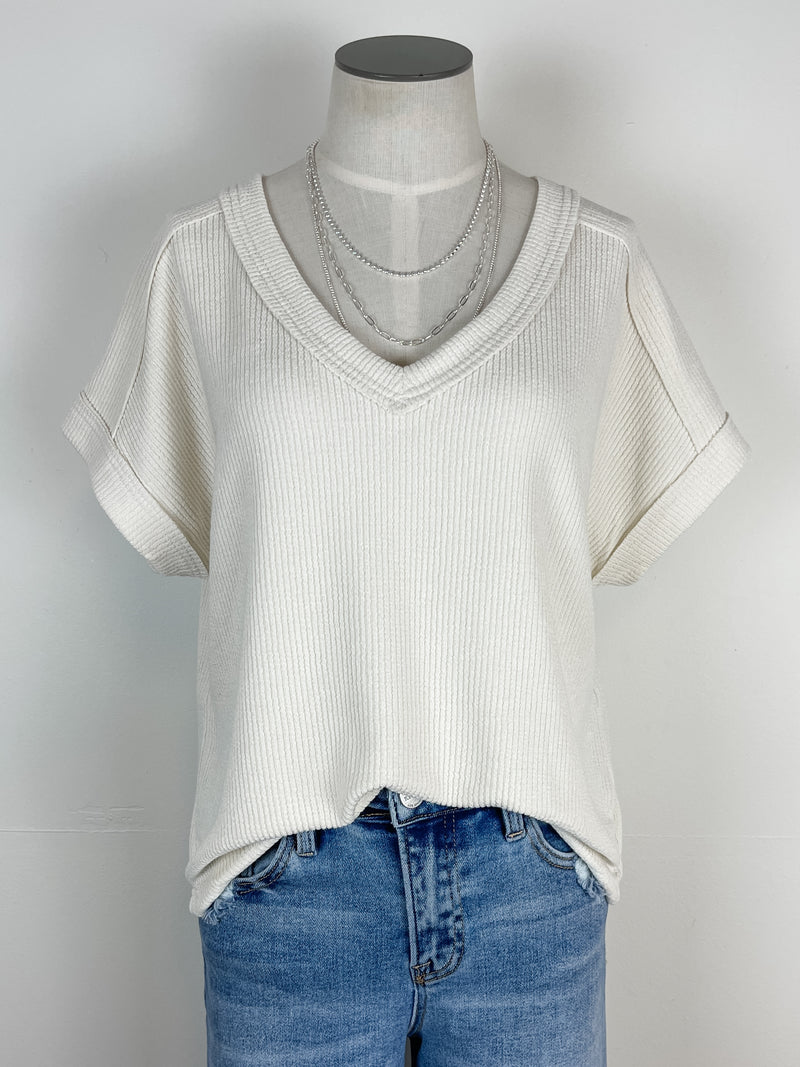 Payton Ribbed V Neck Tee