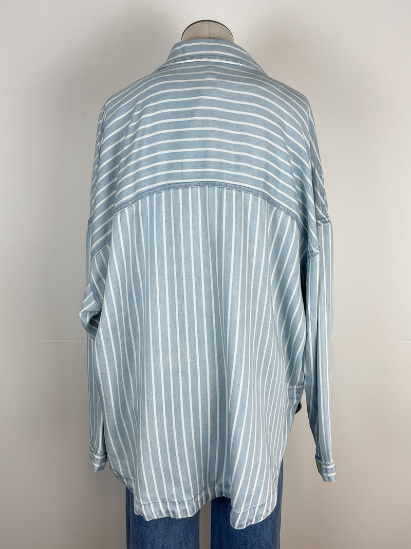 Mckenna Striped Button Down in Chambray