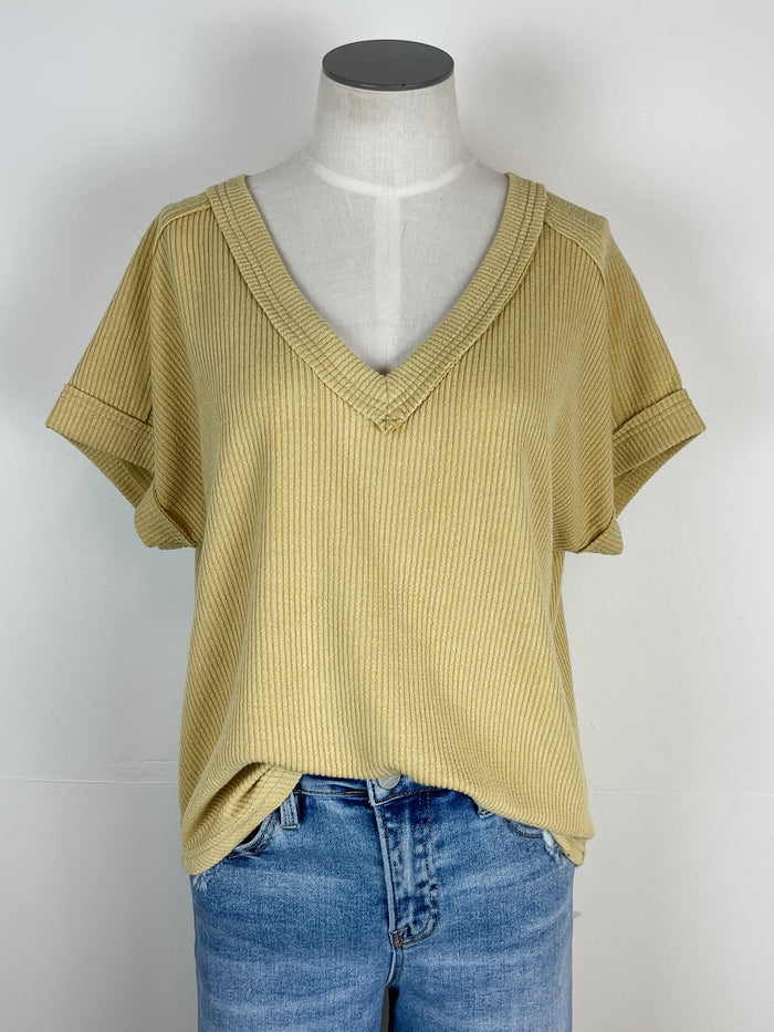 Payton Ribbed V Neck Tee