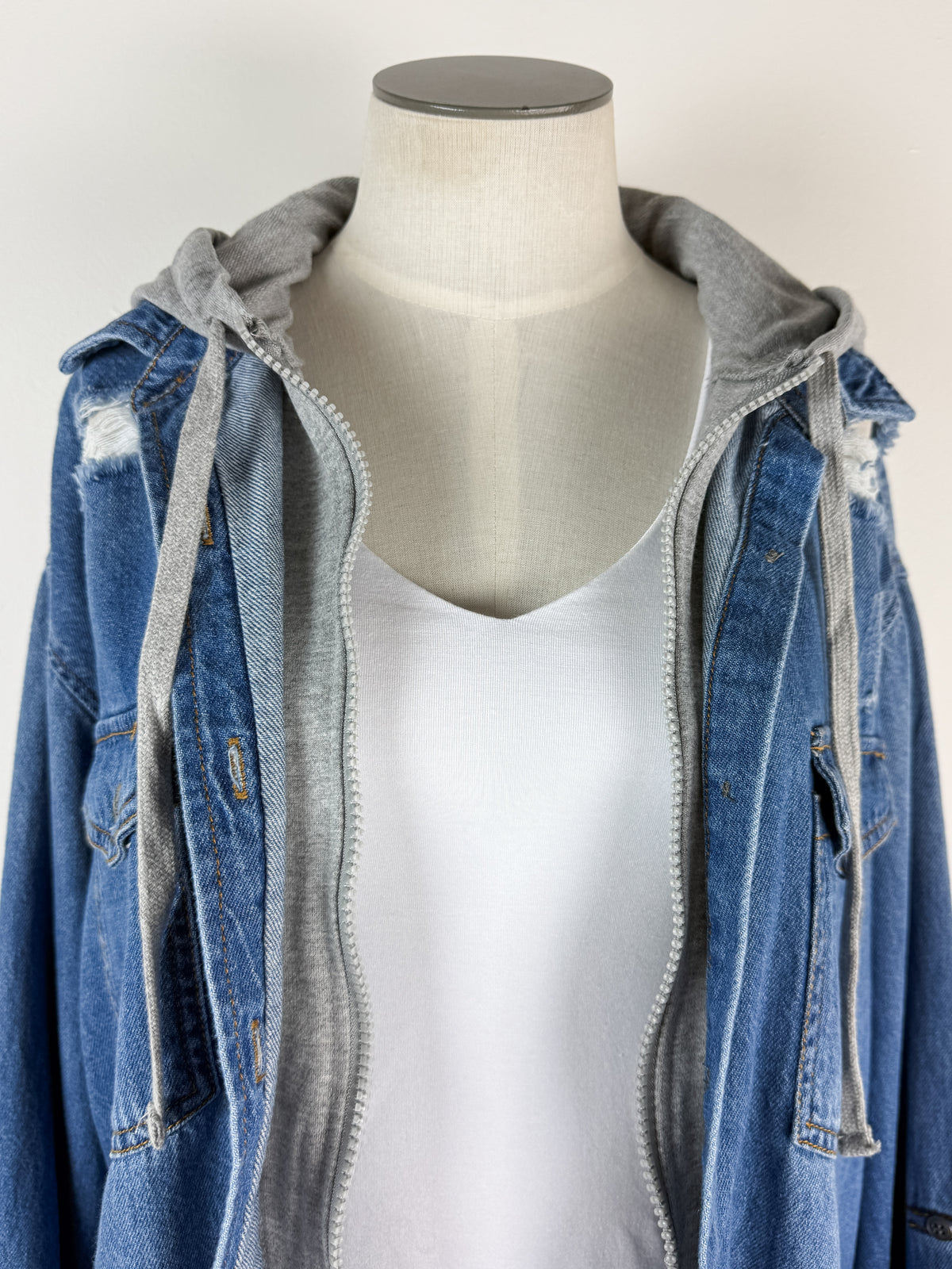 Risen Libby Hooded Zip up Denim Shirt