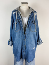 Risen Libby Hooded Zip up Denim Shirt