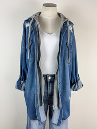 Risen Libby Hooded Zip up Denim Shirt