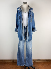 Risen Libby Hooded Zip up Denim Shirt