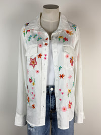 Billy T Sketchbook Embroidered Denim Shirt in White