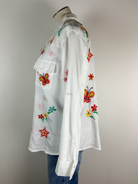 Billy T Sketchbook Embroidered Denim Shirt in White