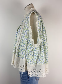 Remi Floral Sleeveless Blouse in Ivory/Blue