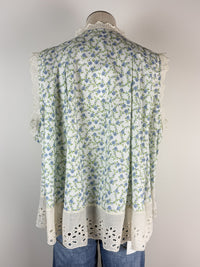 Remi Floral Sleeveless Blouse in Ivory/Blue