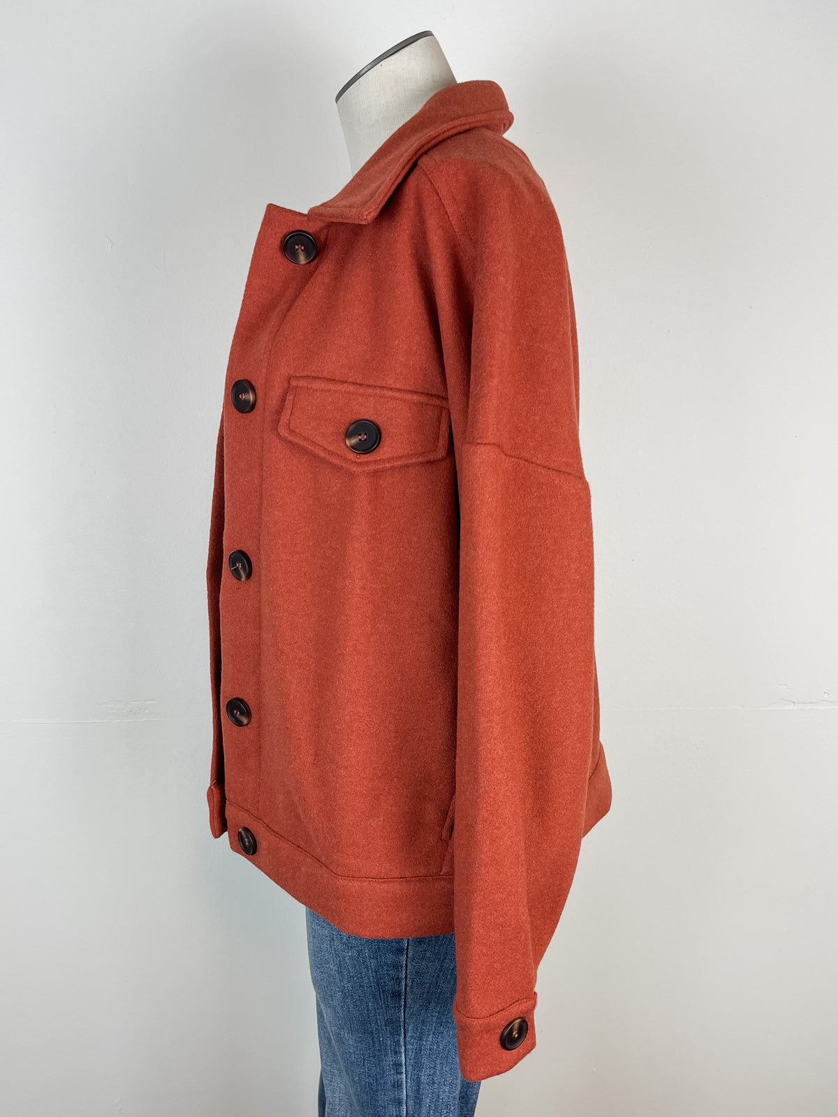 Laila Classic Button Down Jacket in Rust