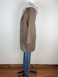 Harley Hooded Coat in Brown/Grey