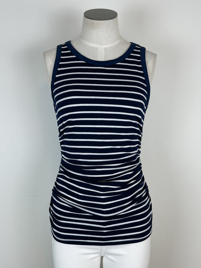 Kassidy Ruched Striped Tank in Navy