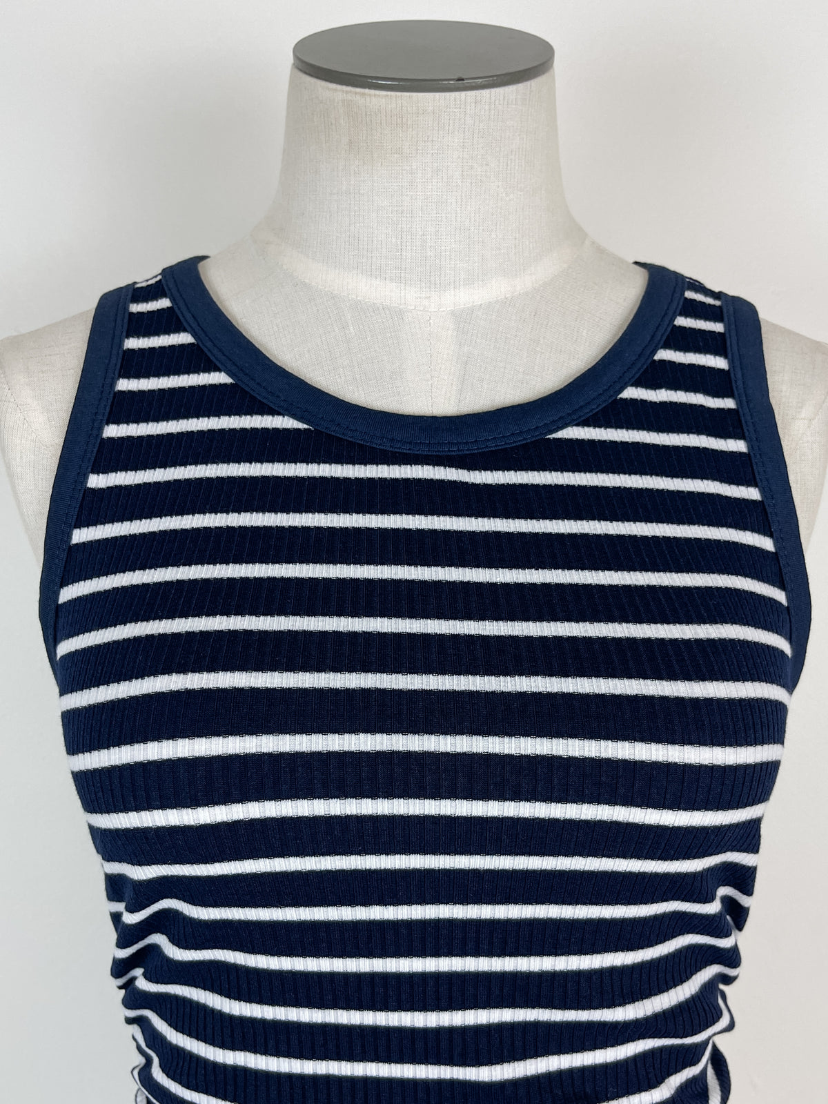 Kassidy Ruched Striped Tank in Navy