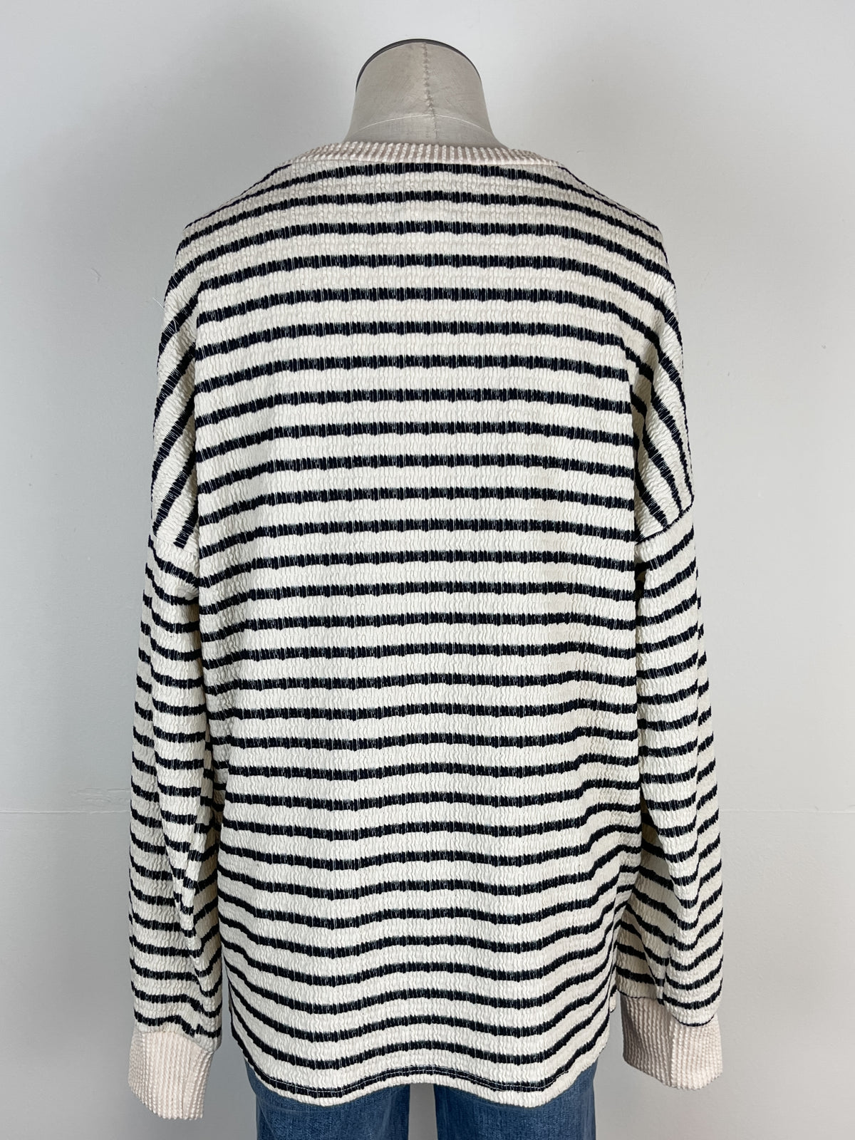 Hayden Striped Knit Pullover in Navy