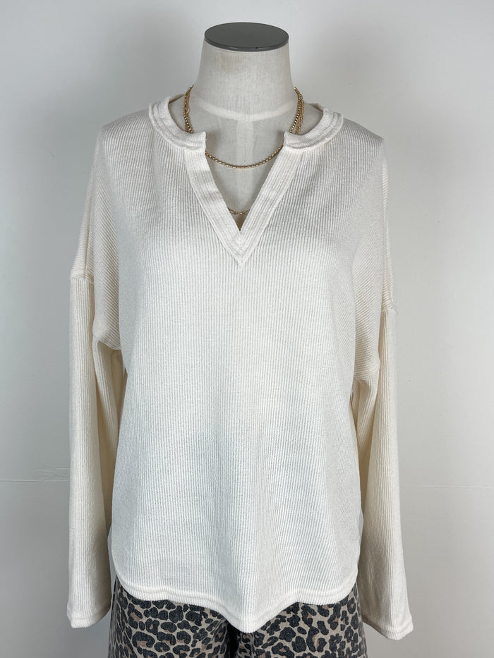 Mariah Ribbed Long Sleeve in Cream