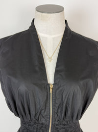 Kora Zip Up Sleeveless Blouse in Black