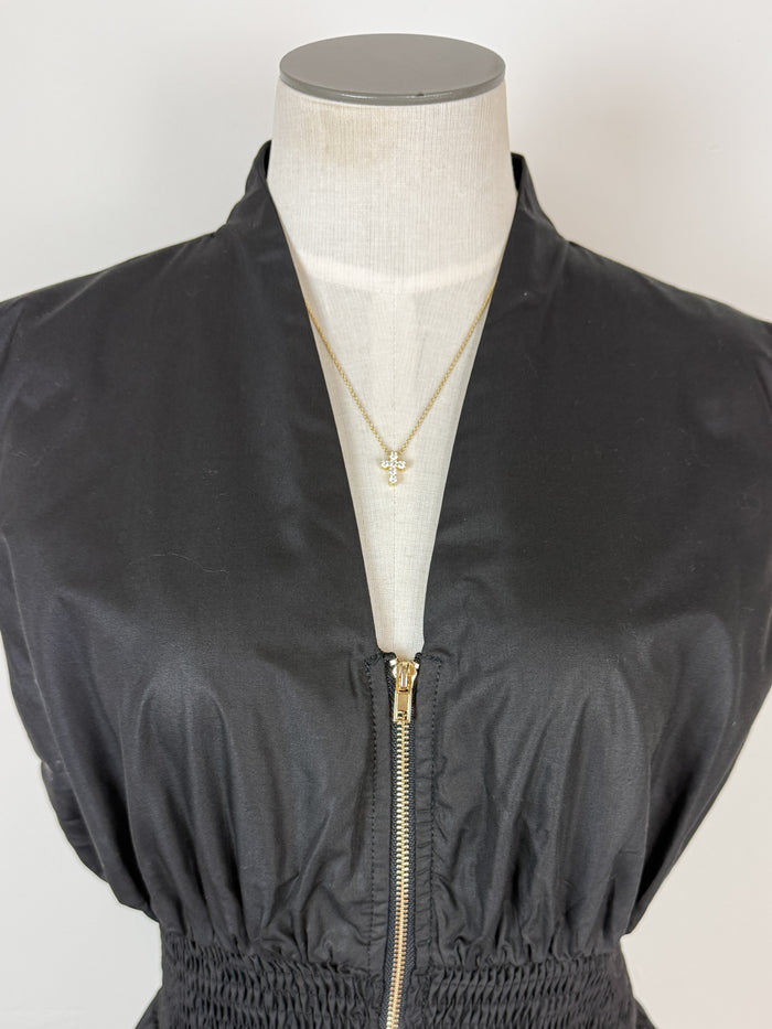 Kora Zip Up Sleeveless Blouse in Black