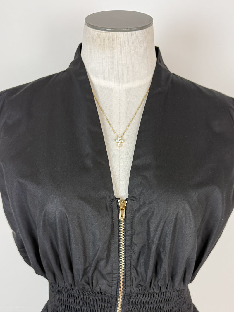 Kora Zip Up Sleeveless Blouse in Black